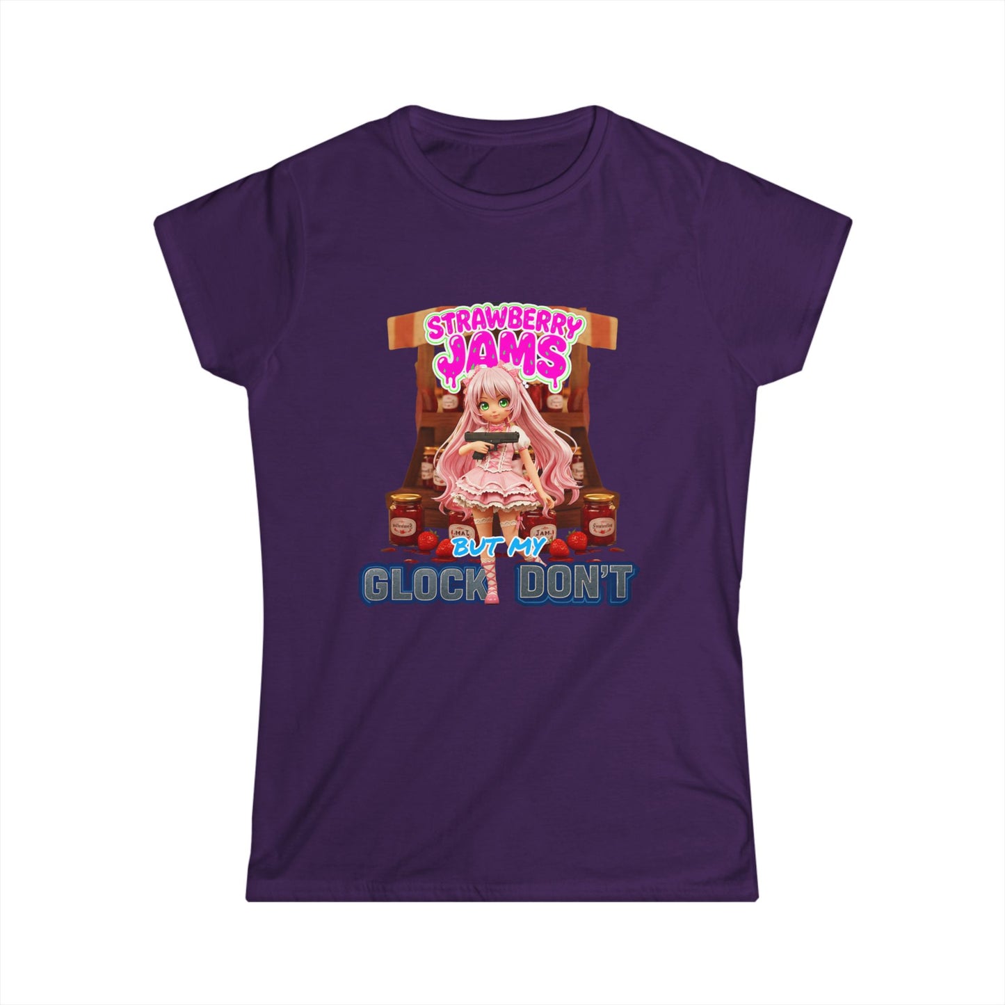 "Strawberry Jams but My Glock Don't" V1 - Women's Soft Style Tee - SSXYZ