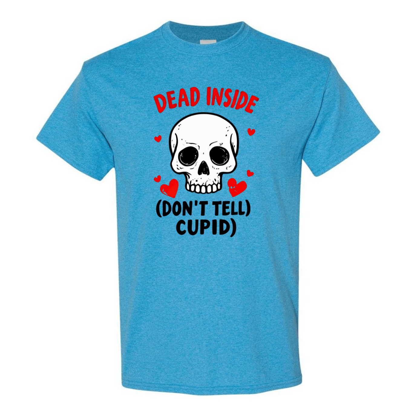Hauntingly Romantic: Dead Inside Skull with Red Hearts - Don't Tell Cupid - StyleSavvy.xyz