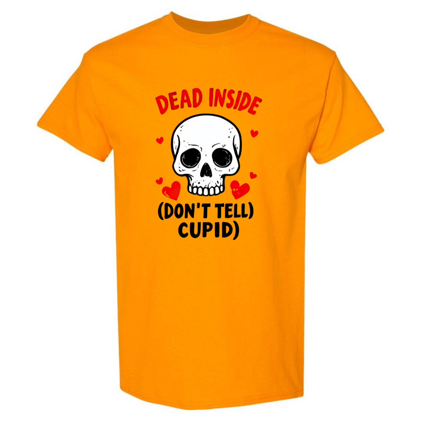 Hauntingly Romantic: Dead Inside Skull with Red Hearts - Don't Tell Cupid - StyleSavvy.xyz