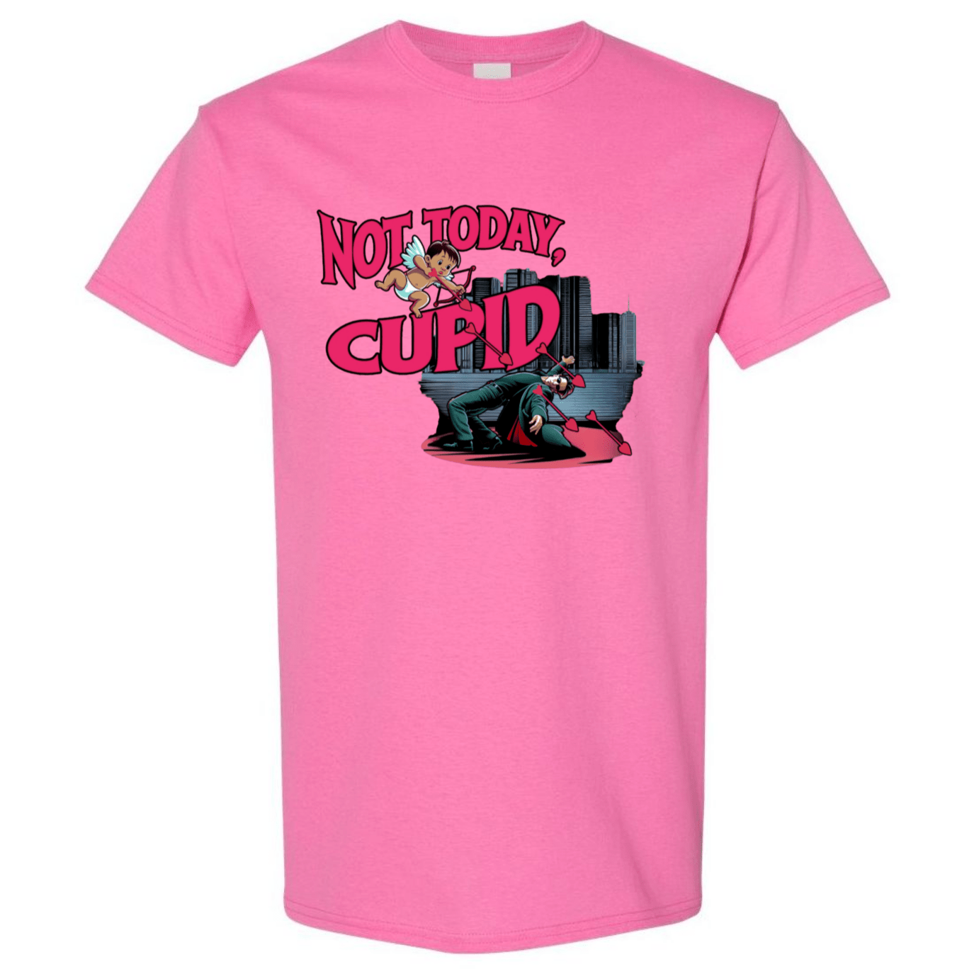"Not Today Cupid" Matrix Limbo T-Shirt - Front - StyleSavvy.xyz