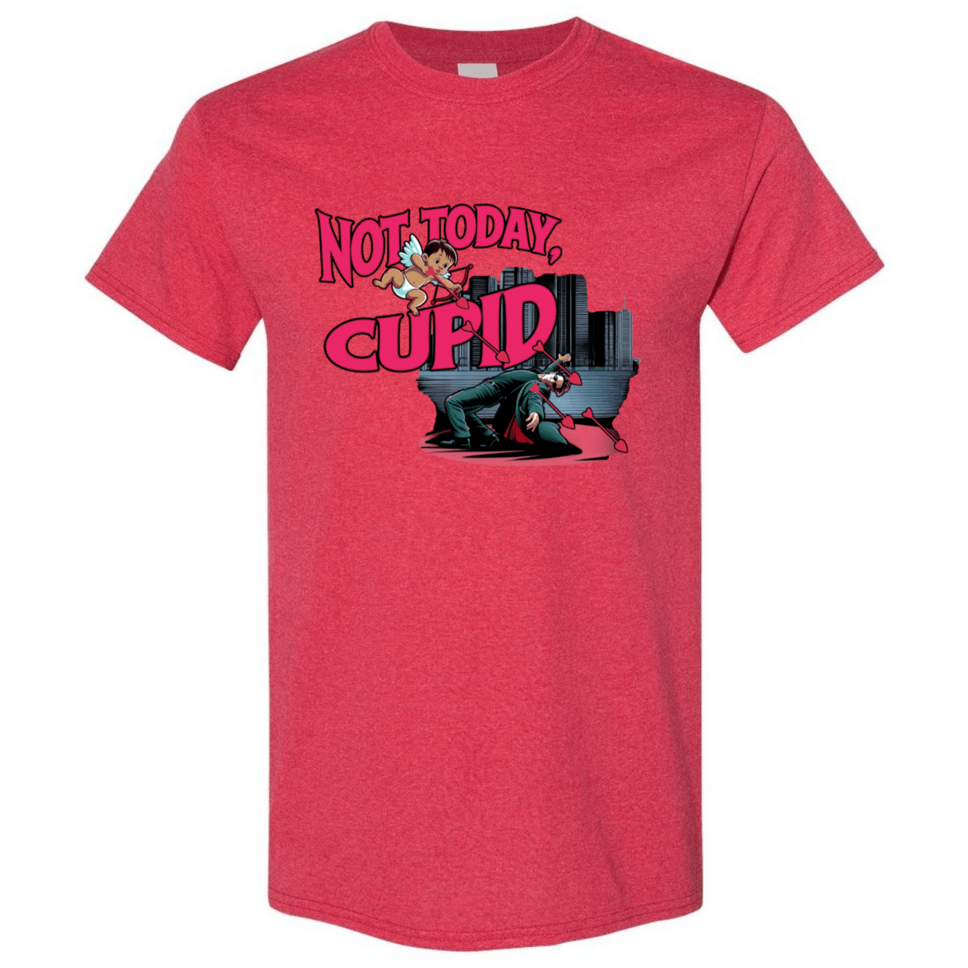"Not Today Cupid" Matrix Limbo T-Shirt - Front - StyleSavvy.xyz