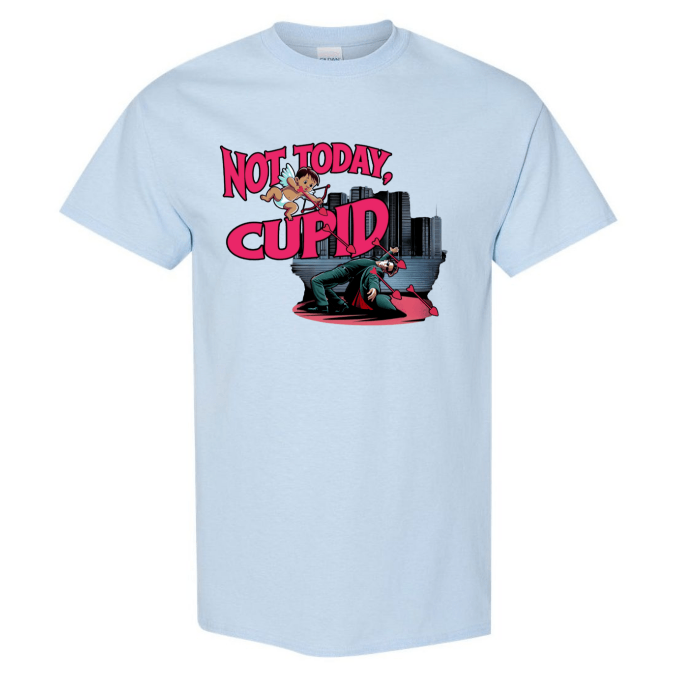 "Not Today Cupid" Matrix Limbo T-Shirt - Front - StyleSavvy.xyz
