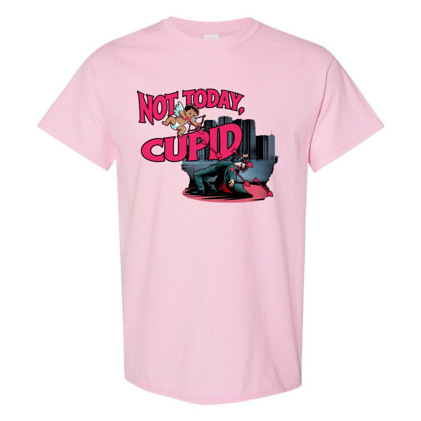 "Not Today Cupid" Matrix Limbo T-Shirt - Front - StyleSavvy.xyz
