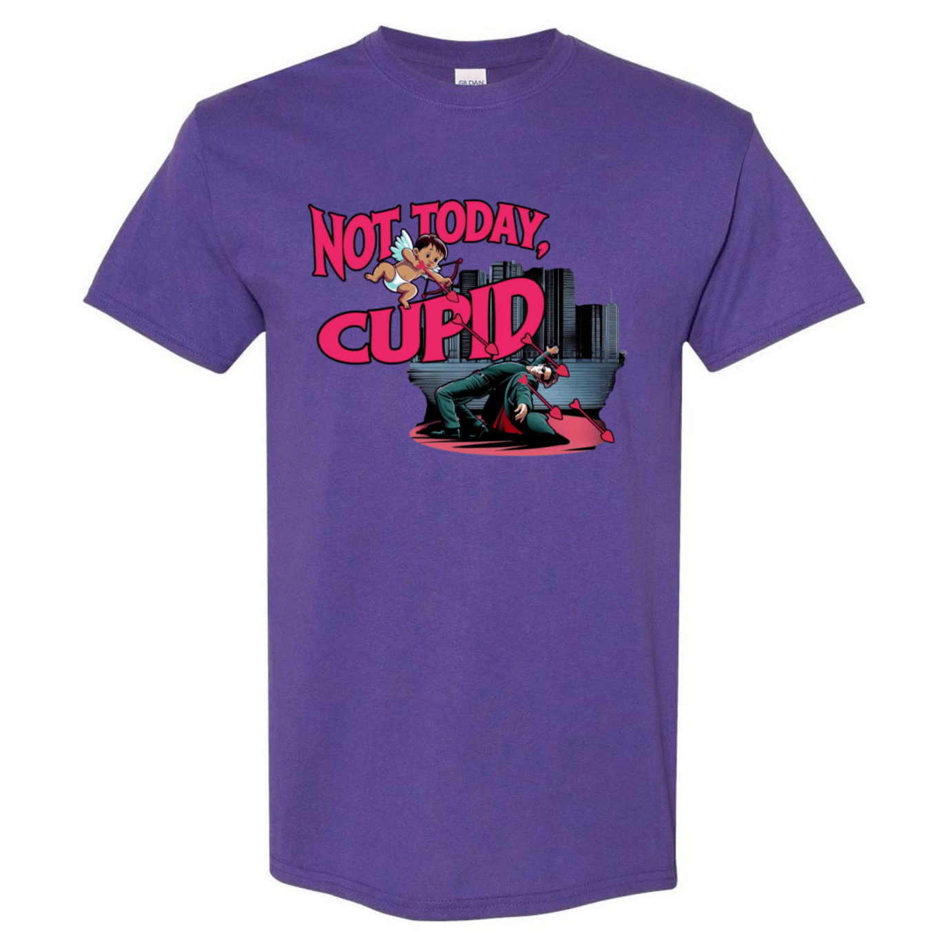 "Not Today Cupid" Matrix Limbo T-Shirt - Front - StyleSavvy.xyz