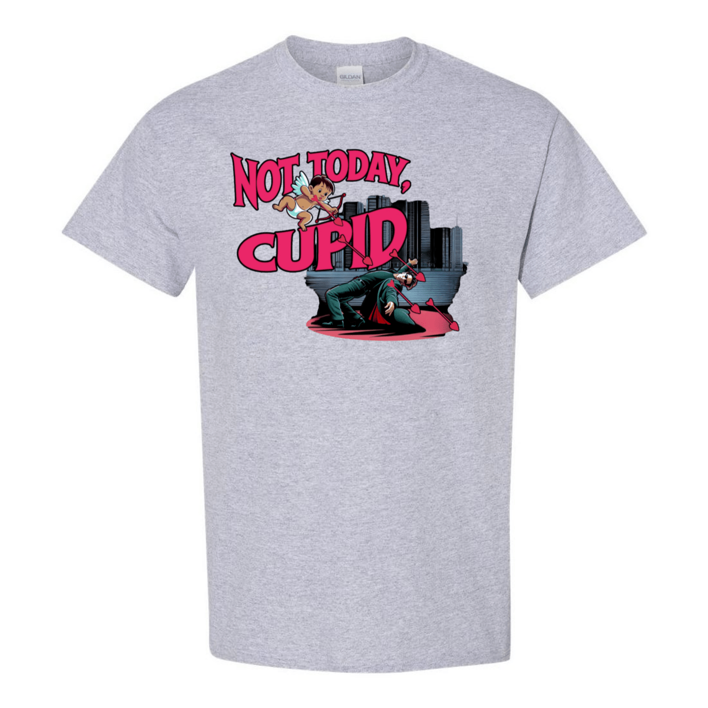 "Not Today Cupid" Matrix Limbo T-Shirt - Front - StyleSavvy.xyz