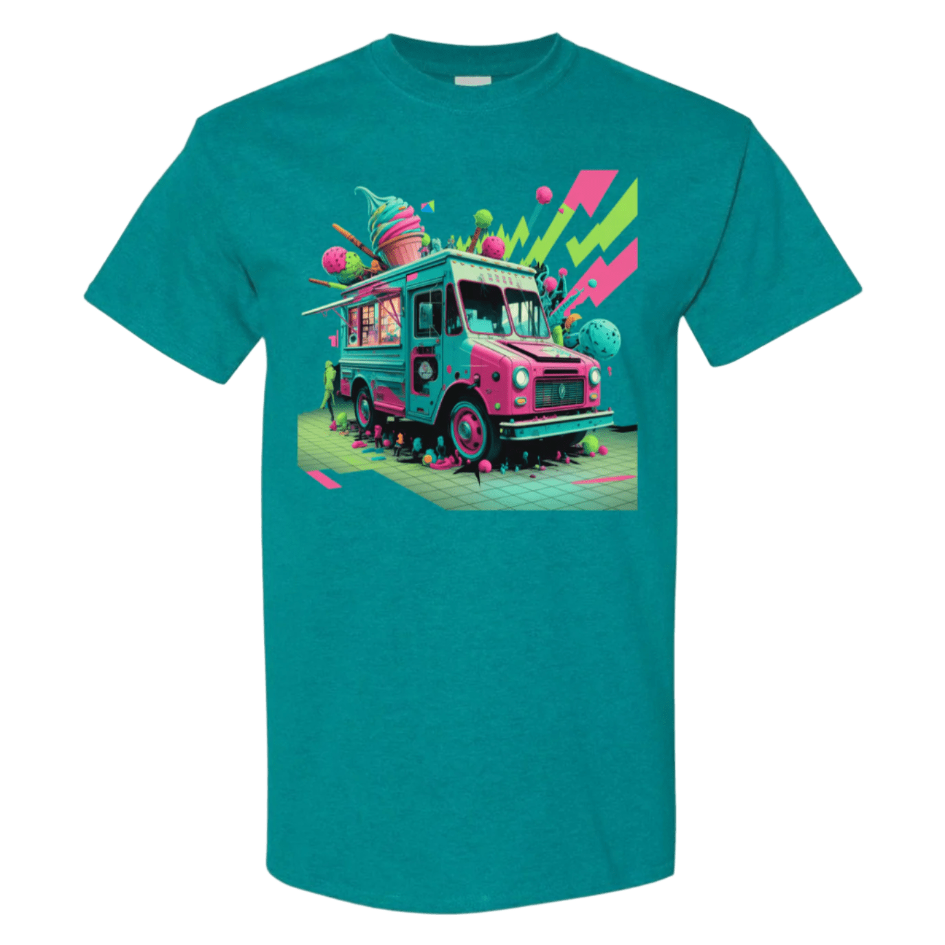 Deconstructed Ice Cream Truck Tee | Neon & Abstract | StyleSavvy.xyz - StyleSavvy.xyz