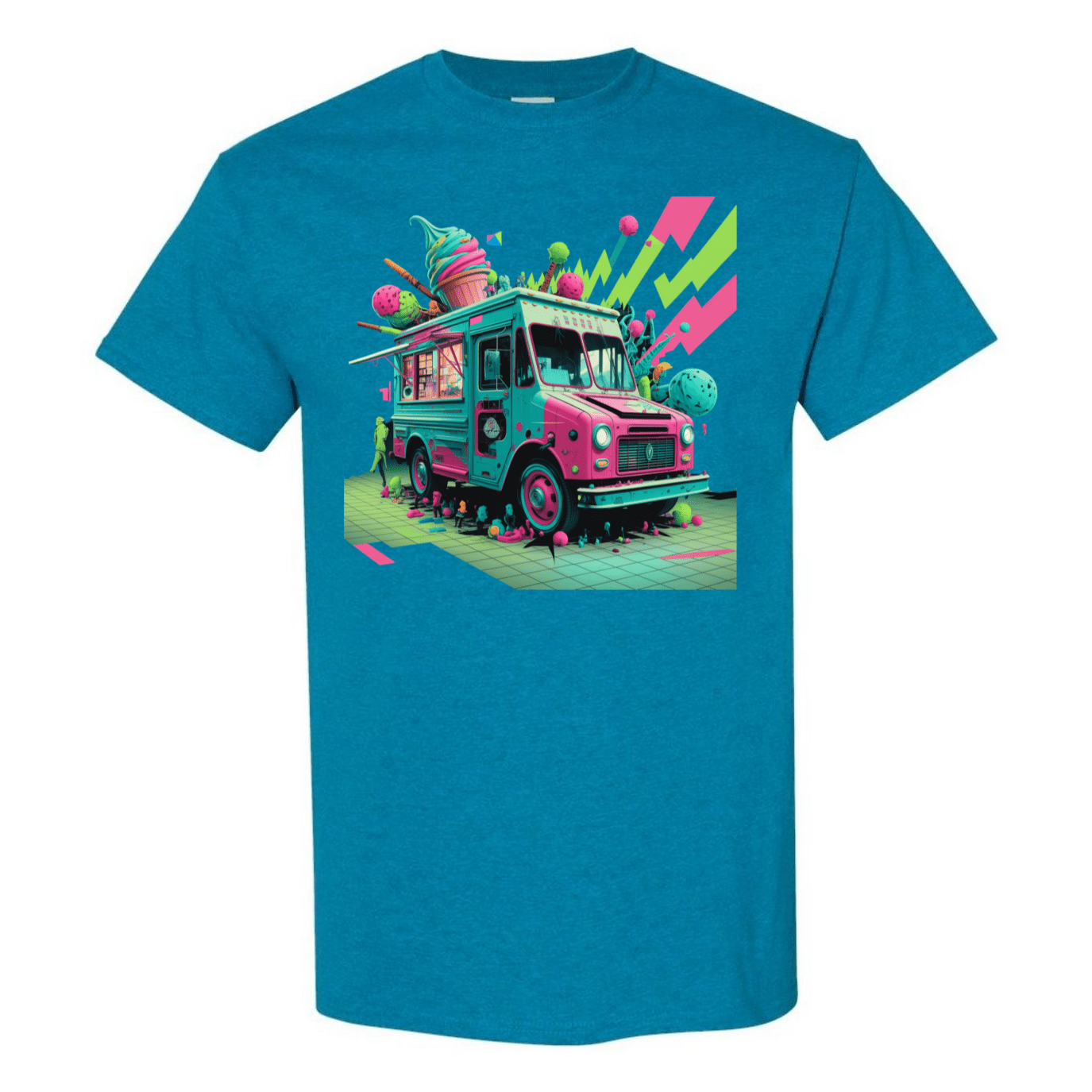 Deconstructed Ice Cream Truck Tee | Neon & Abstract | StyleSavvy.xyz - StyleSavvy.xyz