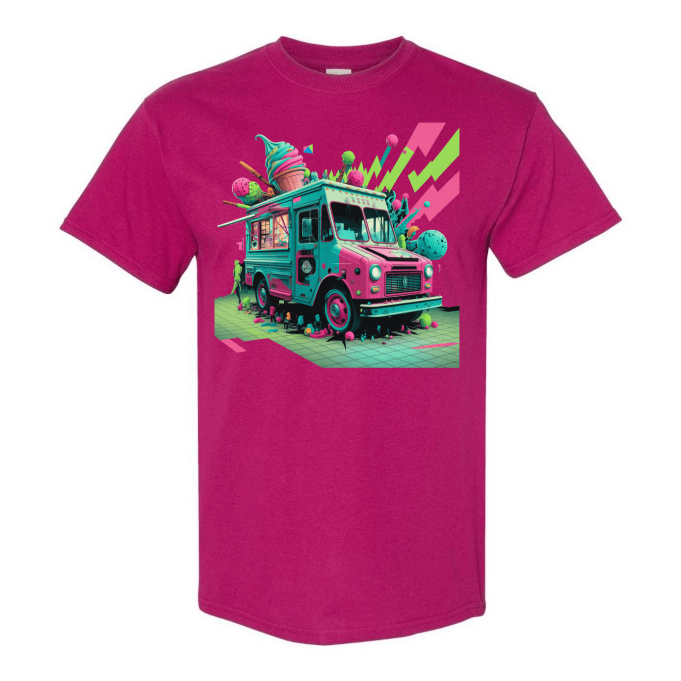 Deconstructed Ice Cream Truck Tee | Neon & Abstract | StyleSavvy.xyz - StyleSavvy.xyz