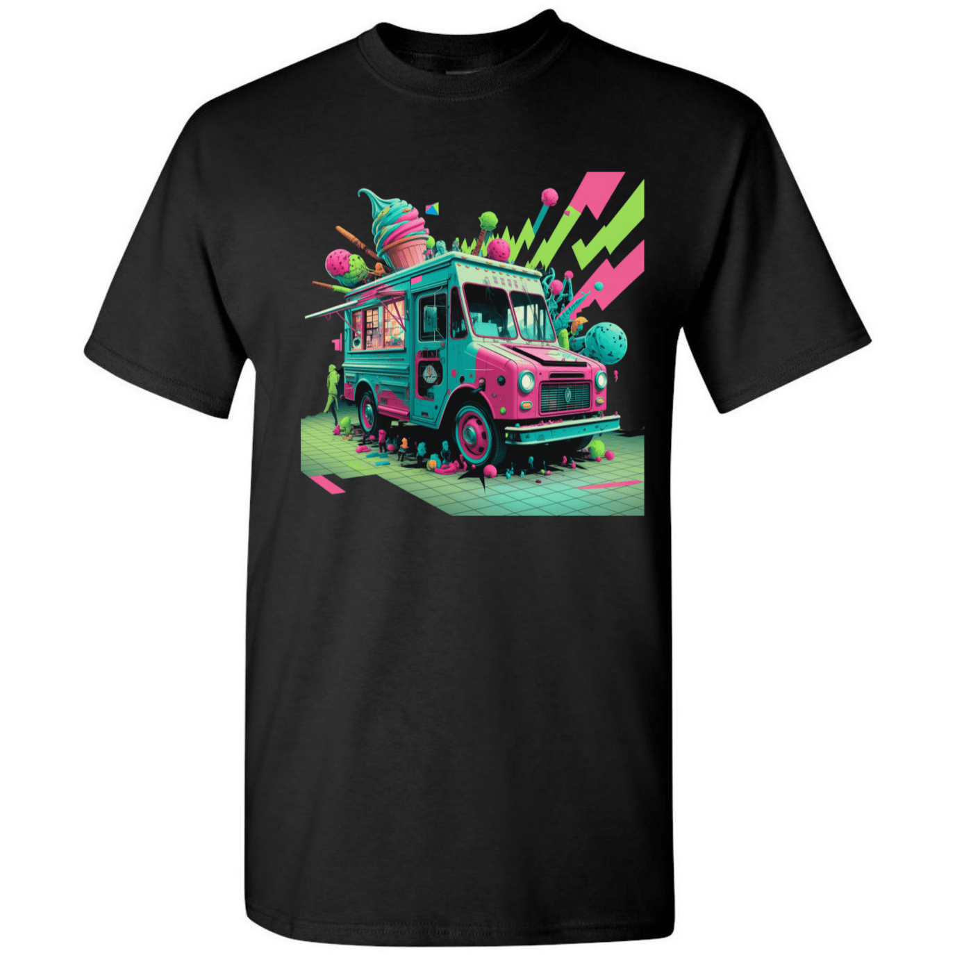 Deconstructed Ice Cream Truck Tee | Neon & Abstract | StyleSavvy.xyz - StyleSavvy.xyz