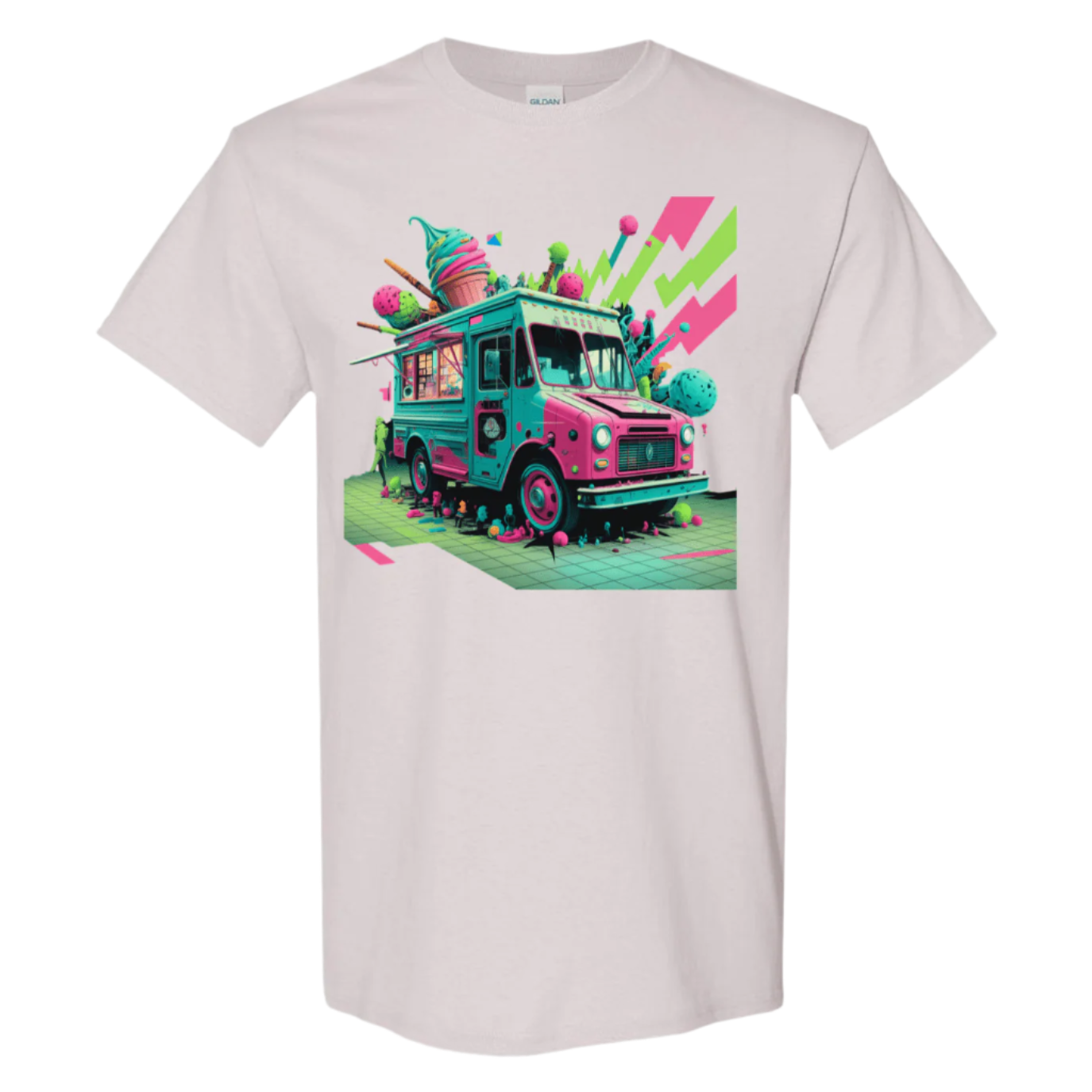 Deconstructed Ice Cream Truck Tee | Neon & Abstract | StyleSavvy.xyz - StyleSavvy.xyz