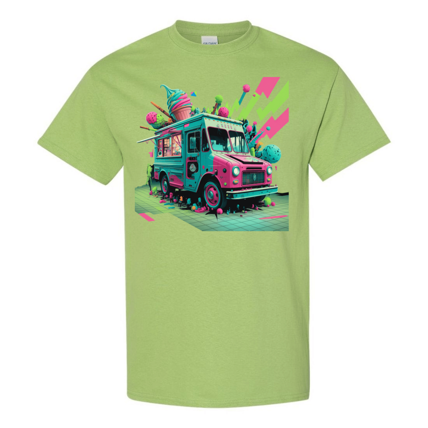 Deconstructed Ice Cream Truck Tee | Neon & Abstract | StyleSavvy.xyz - StyleSavvy.xyz