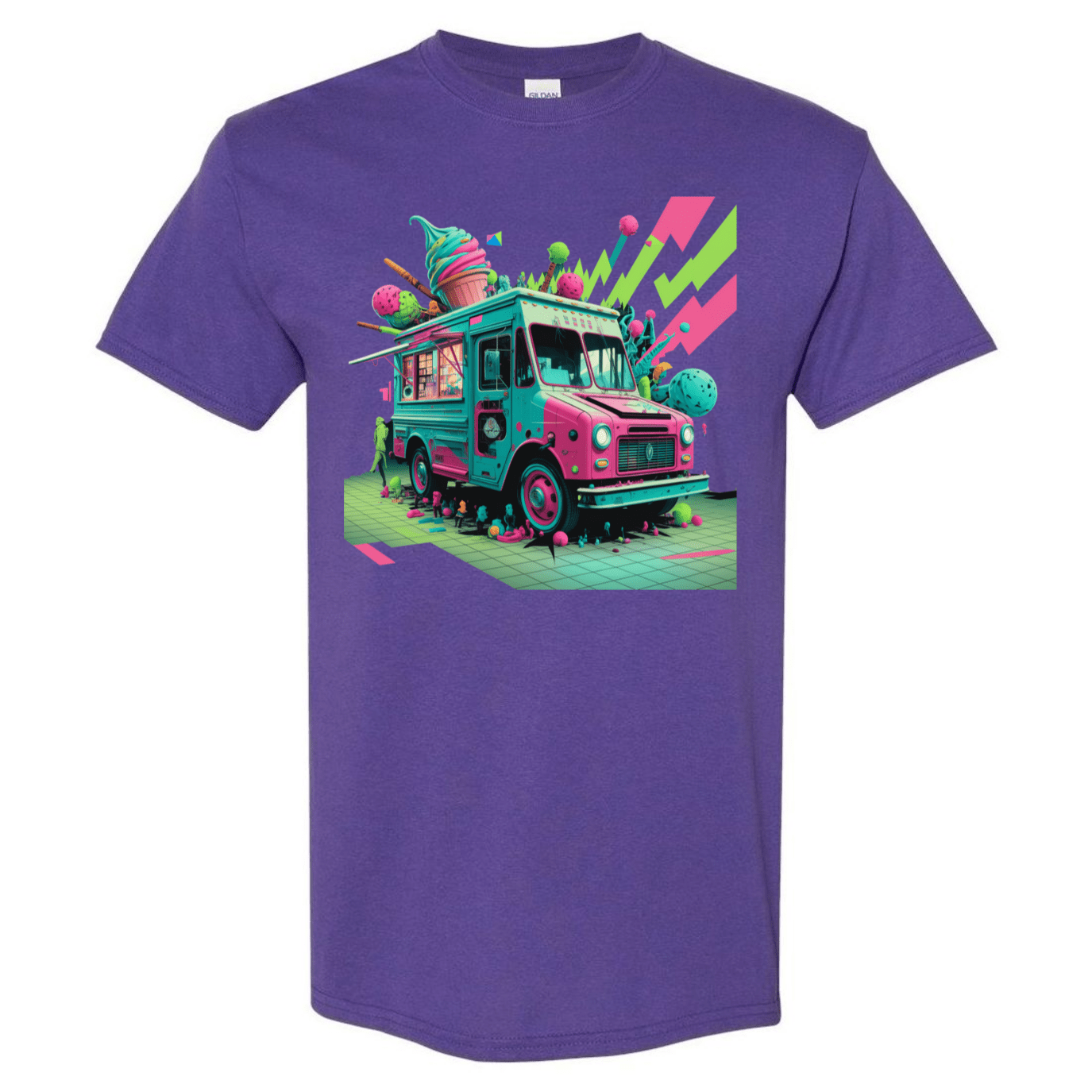Deconstructed Ice Cream Truck Tee | Neon & Abstract | StyleSavvy.xyz - StyleSavvy.xyz