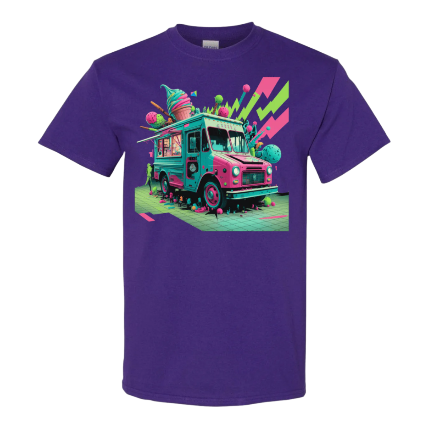 Deconstructed Ice Cream Truck Tee | Neon & Abstract | StyleSavvy.xyz - StyleSavvy.xyz