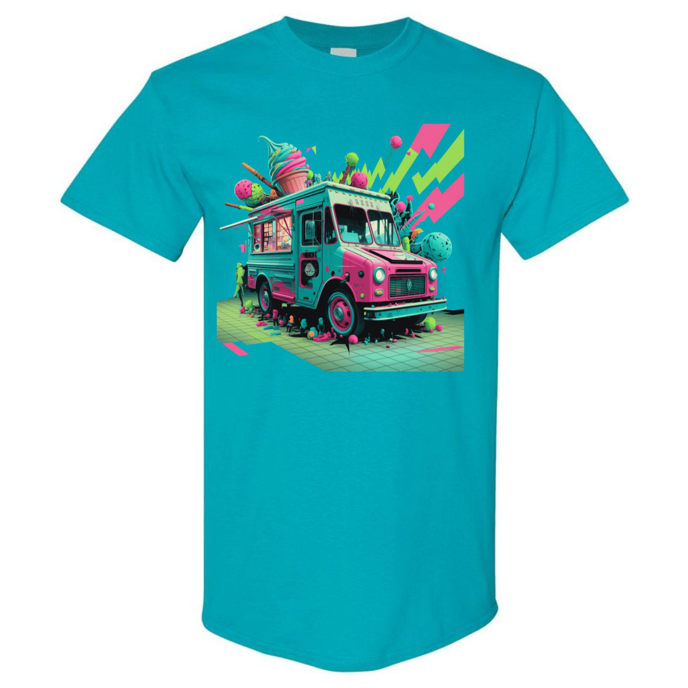Deconstructed Ice Cream Truck Tee | Neon & Abstract | StyleSavvy.xyz - StyleSavvy.xyz