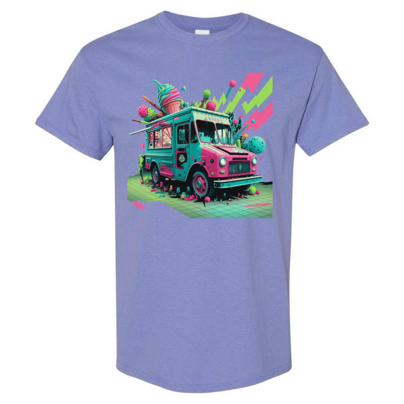 Deconstructed Ice Cream Truck Tee | Neon & Abstract | StyleSavvy.xyz - StyleSavvy.xyz