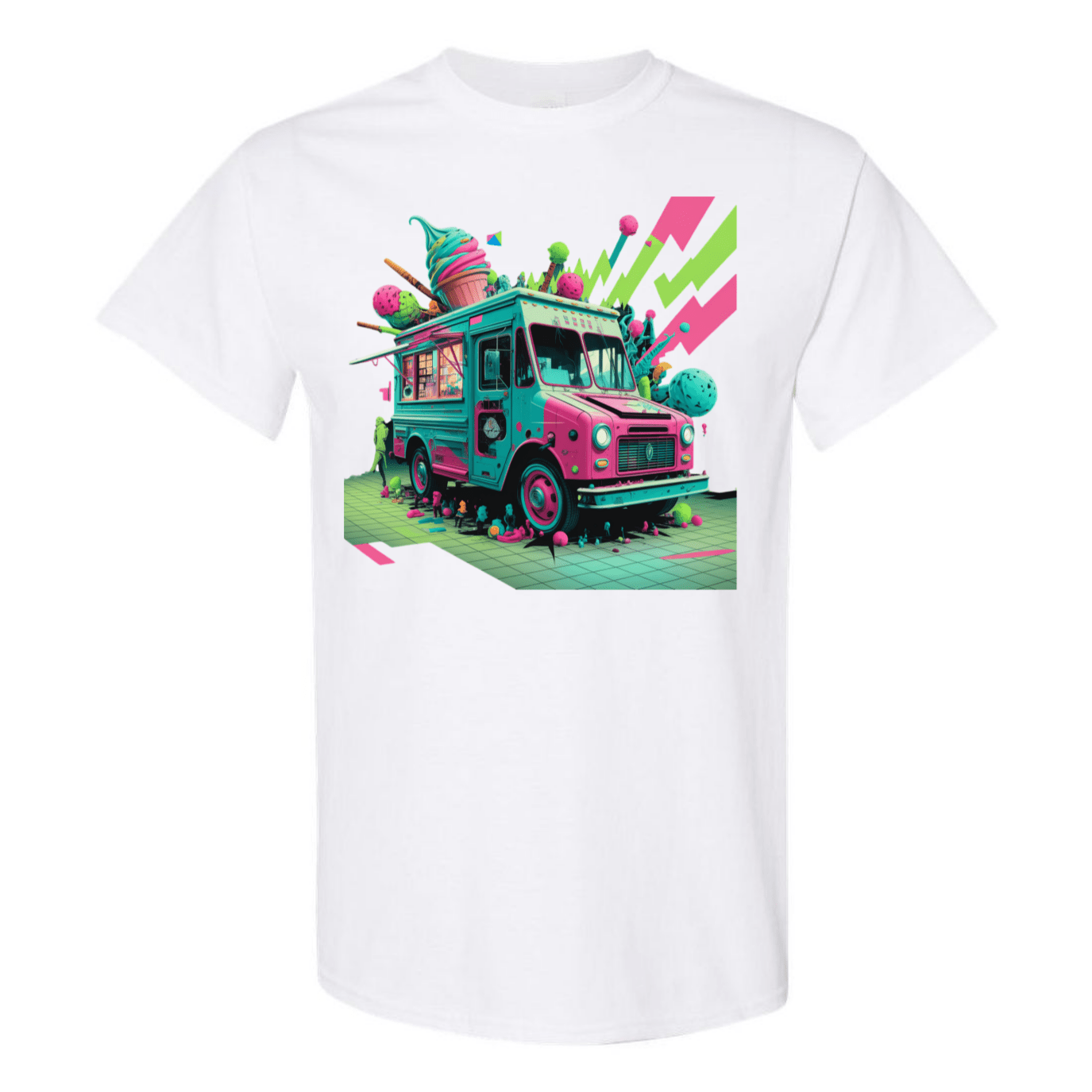 Deconstructed Ice Cream Truck Tee | Neon & Abstract | StyleSavvy.xyz - StyleSavvy.xyz