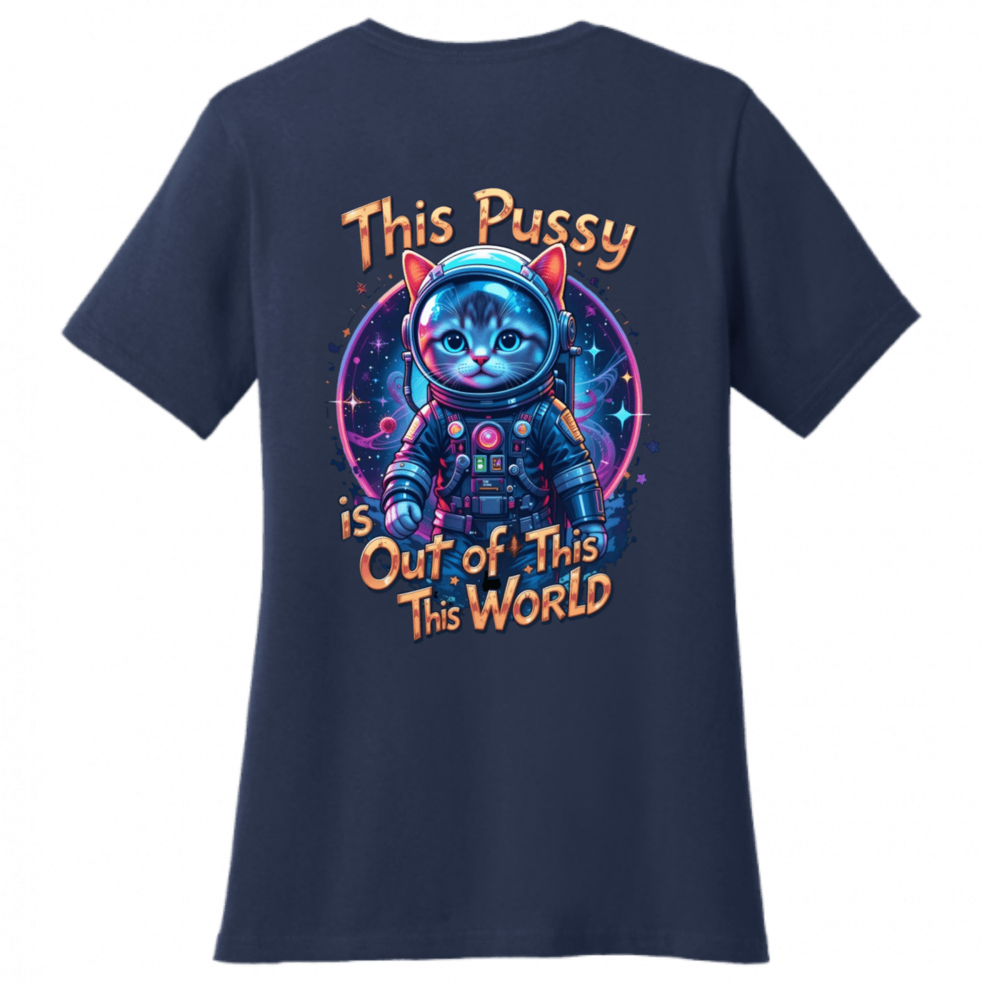 Cosmic Kitty: Out of This World Sass T-Shirt - Women's V - Neck - StyleSavvy.xyz