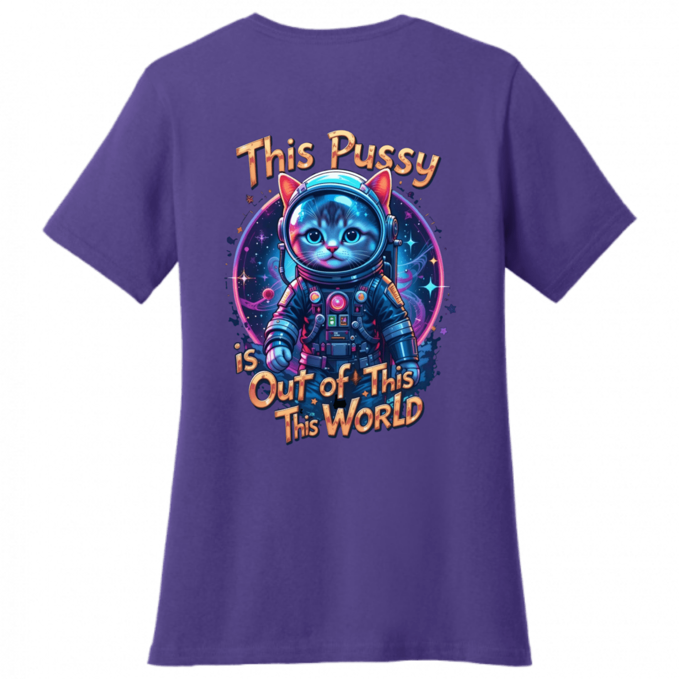 Cosmic Kitty: Out of This World Sass T-Shirt - Women's V - Neck - StyleSavvy.xyz