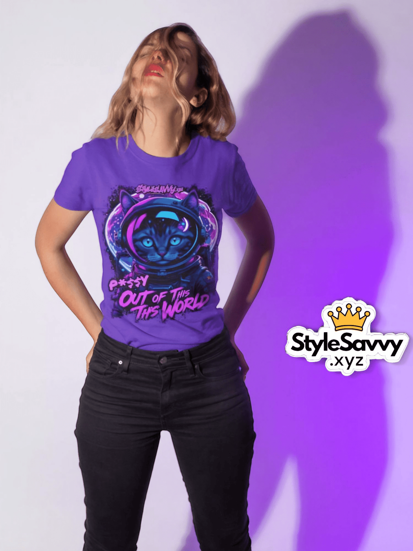 Kitty Outta This World Tee - SSXYZ - StyleSavvy.xyz