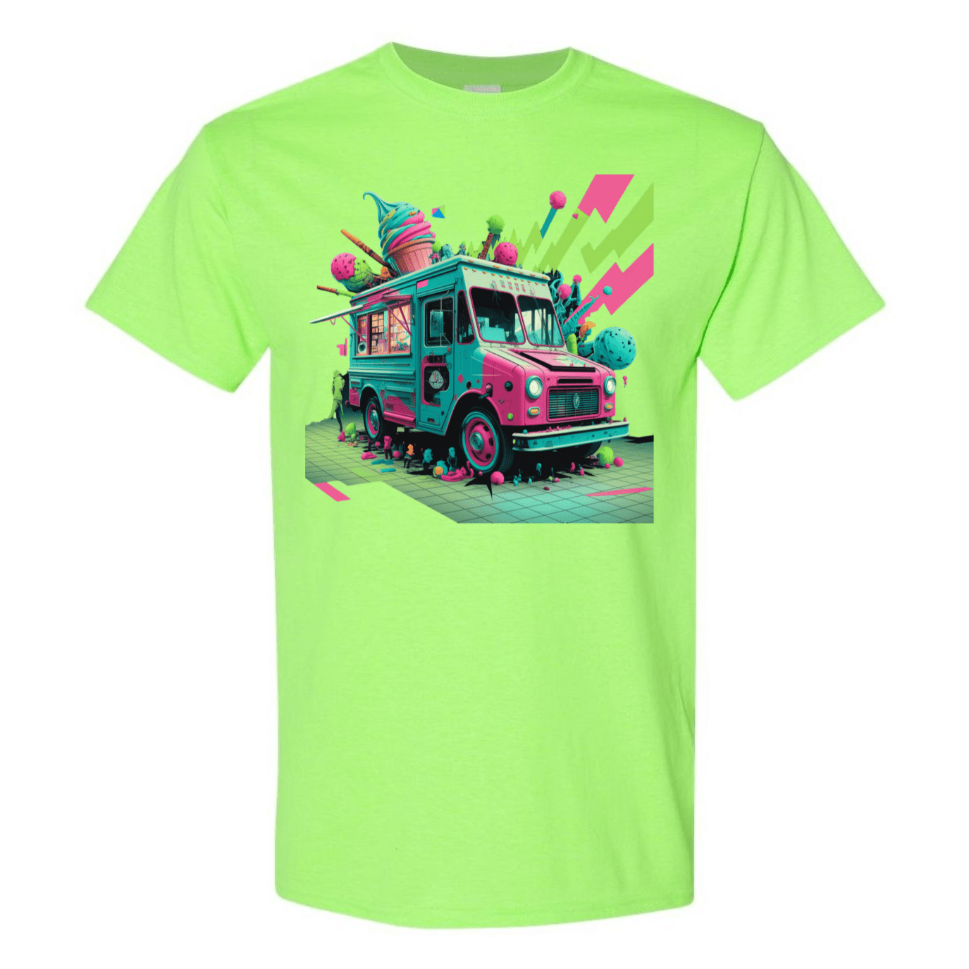 Deconstructed Ice Cream Truck Tee | Neon & Abstract | StyleSavvy.xyz - StyleSavvy.xyz