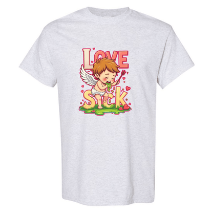 Love Sick Valentine's Day T-Shirt - Cute Cupid Vomiting Hearts - StyleSavvy.xyz
