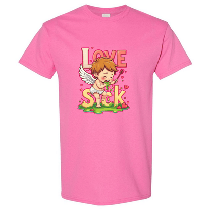 Love Sick Valentine's Day T-Shirt - Cute Cupid Vomiting Hearts - StyleSavvy.xyz