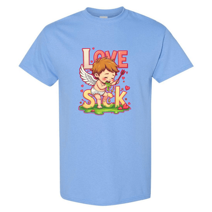 Love Sick Valentine's Day T-Shirt - Cute Cupid Vomiting Hearts - StyleSavvy.xyz