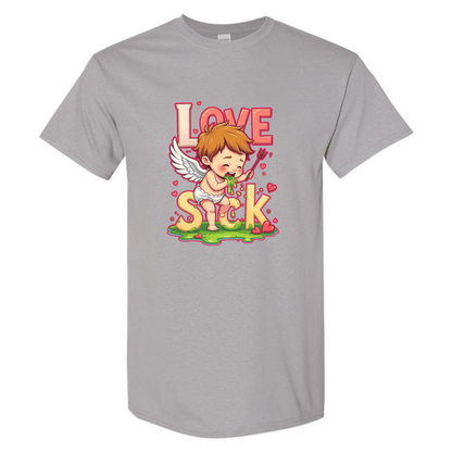 Love Sick Valentine's Day T-Shirt - Cute Cupid Vomiting Hearts - StyleSavvy.xyz