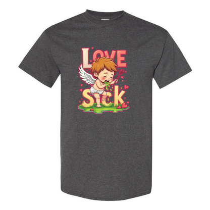 Love Sick Valentine's Day T-Shirt - Cute Cupid Vomiting Hearts - StyleSavvy.xyz
