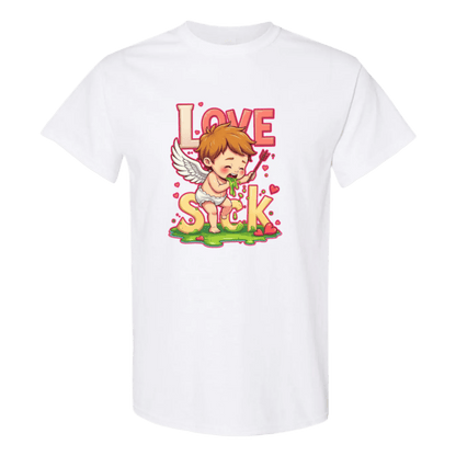 Love Sick Valentine's Day T-Shirt - Cute Cupid Vomiting Hearts - StyleSavvy.xyz