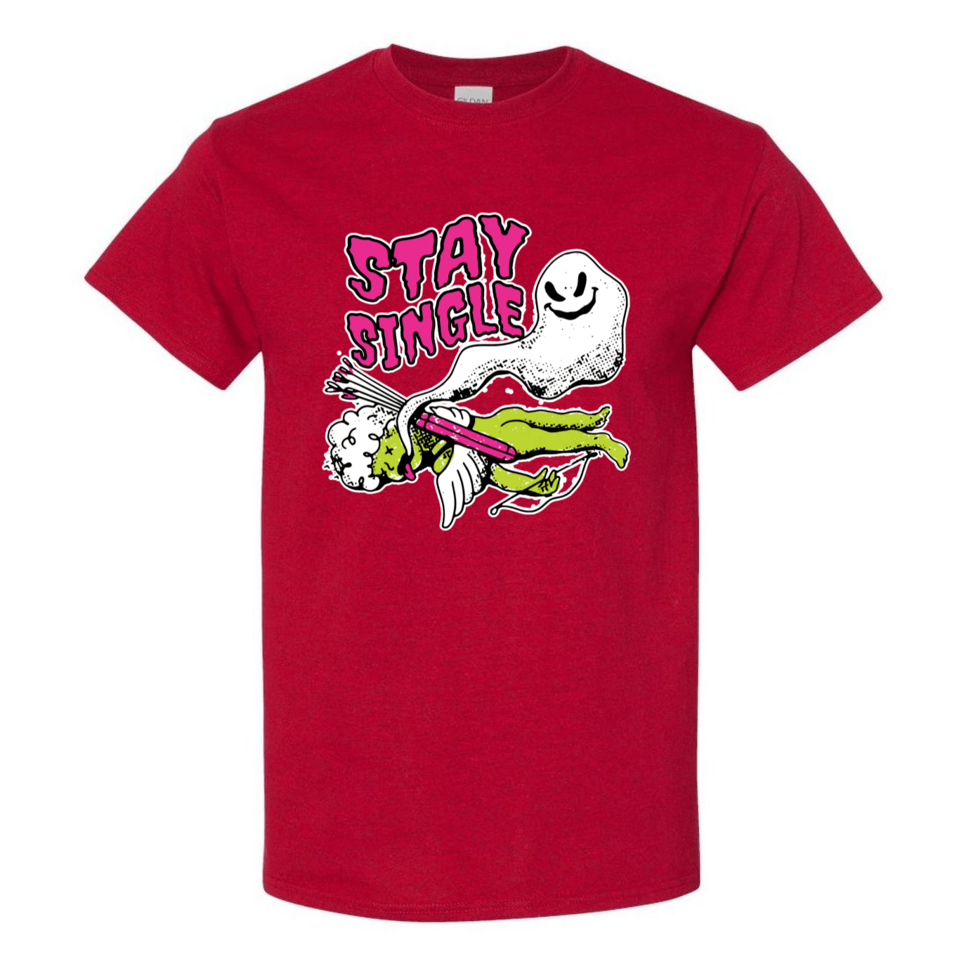 Stay Single T-Shirt - Funny Ghost & Cupid Valentine's Day Tee - StyleSavvy.xyz