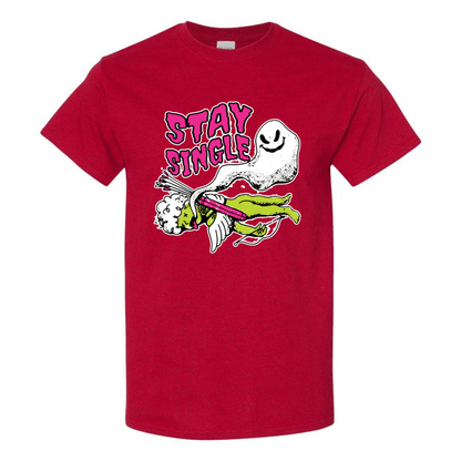 Stay Single T-Shirt - Funny Ghost & Cupid Valentine's Day Tee - StyleSavvy.xyz