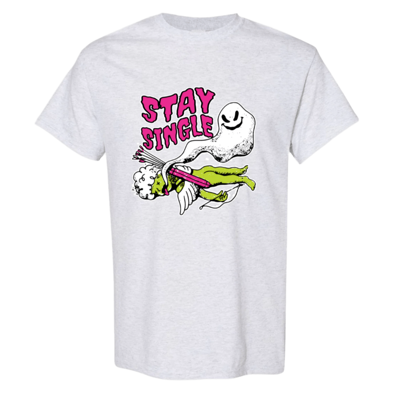 Stay Single T-Shirt - Funny Ghost & Cupid Valentine's Day Tee - StyleSavvy.xyz