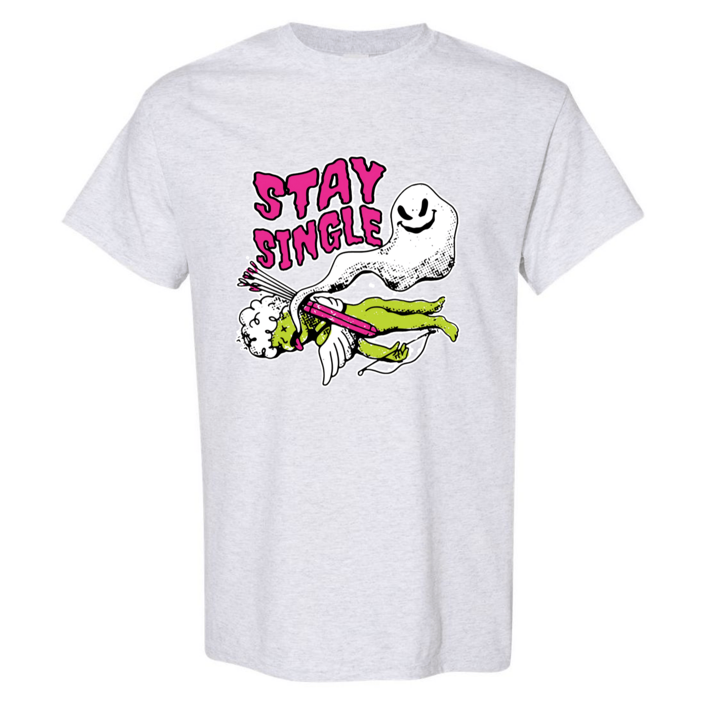 Stay Single T-Shirt - Funny Ghost & Cupid Valentine's Day Tee - StyleSavvy.xyz