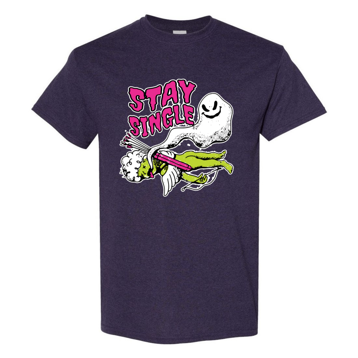 Stay Single T-Shirt - Funny Ghost & Cupid Valentine's Day Tee - StyleSavvy.xyz
