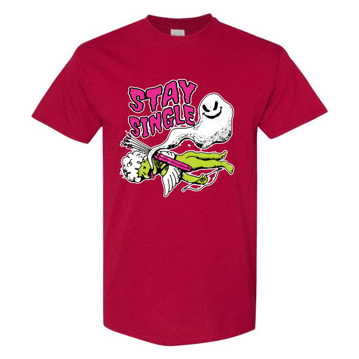 Stay Single T-Shirt - Funny Ghost & Cupid Valentine's Day Tee - StyleSavvy.xyz