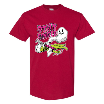 Stay Single T-Shirt - Funny Ghost & Cupid Valentine's Day Tee - StyleSavvy.xyz