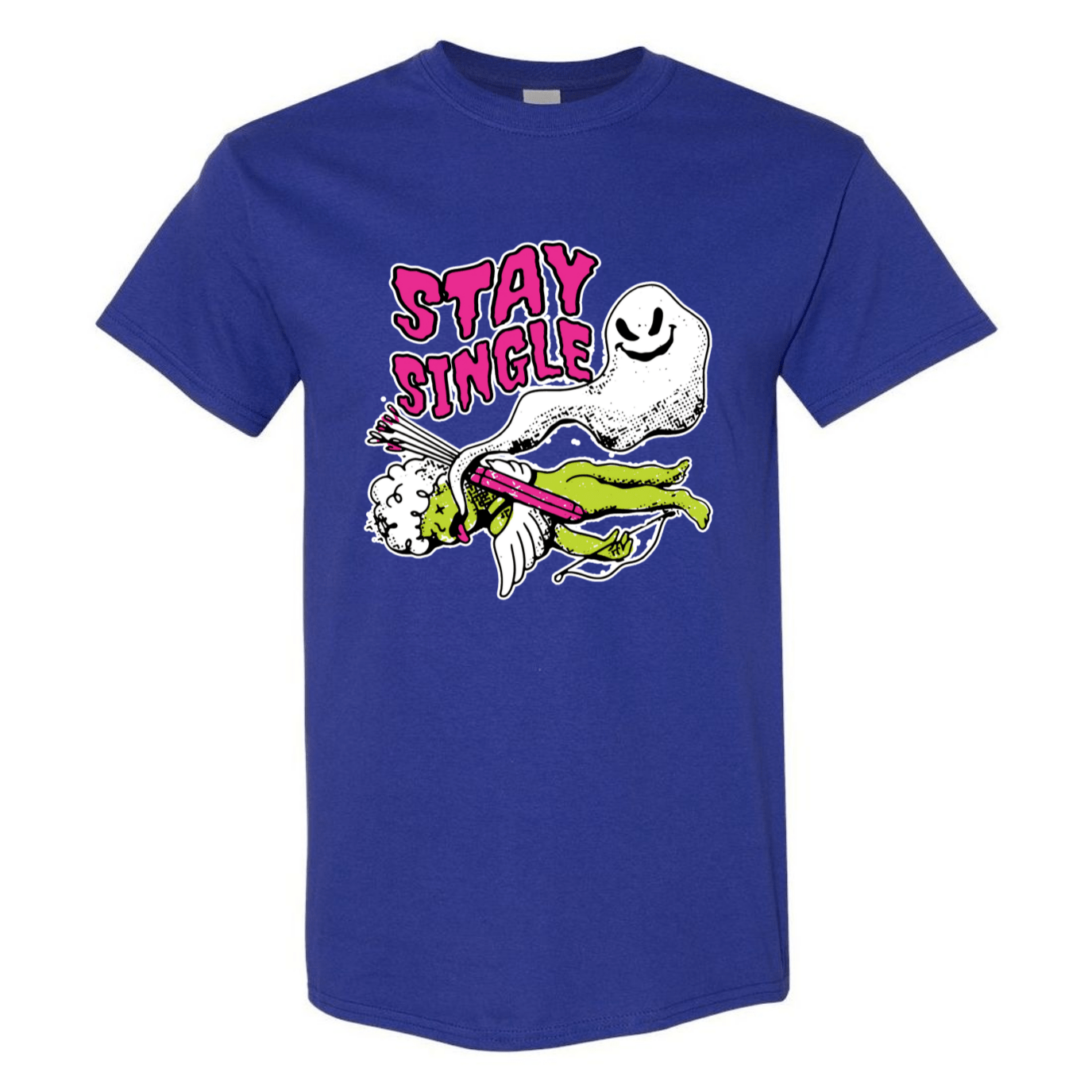 Stay Single T-Shirt - Funny Ghost & Cupid Valentine's Day Tee - StyleSavvy.xyz