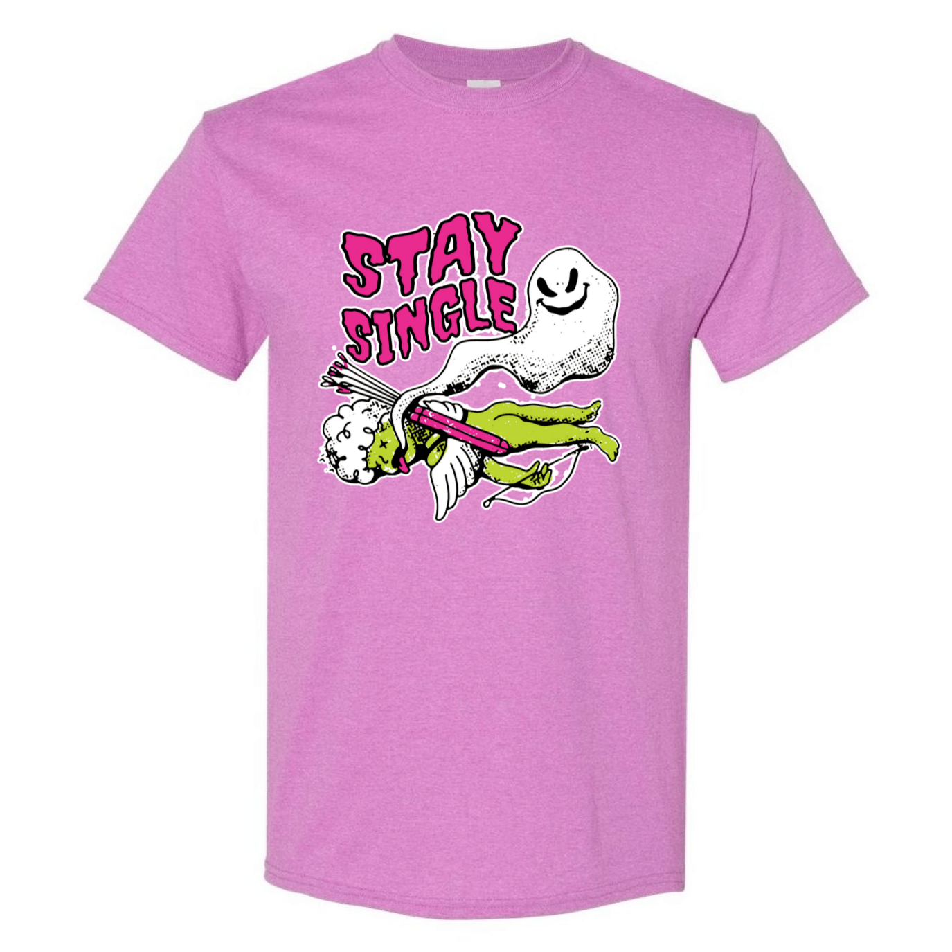 Stay Single T-Shirt - Funny Ghost & Cupid Valentine's Day Tee - StyleSavvy.xyz