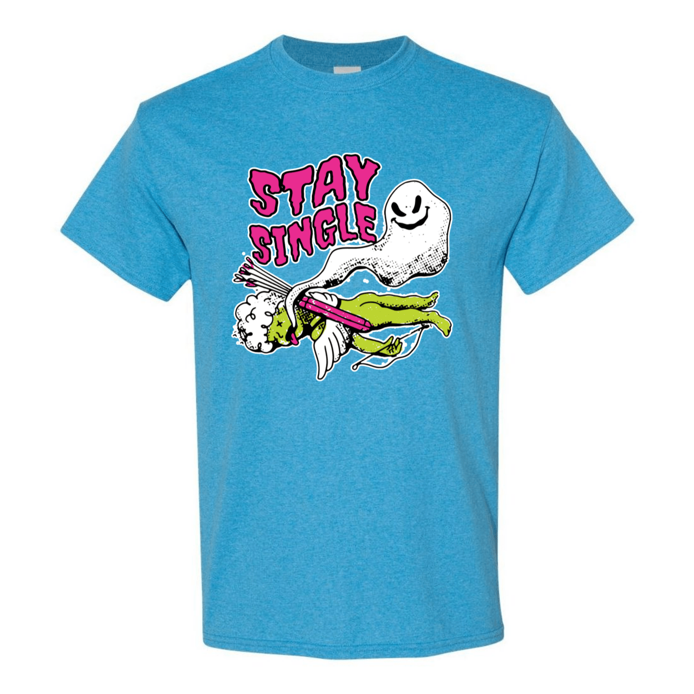 Stay Single T-Shirt - Funny Ghost & Cupid Valentine's Day Tee - StyleSavvy.xyz