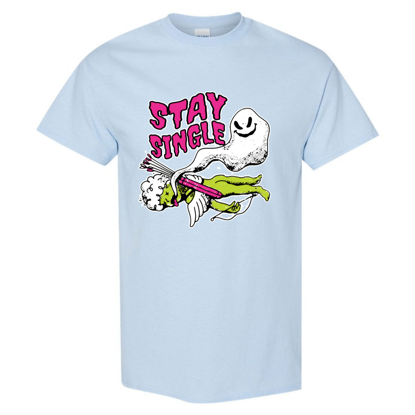 Stay Single T-Shirt - Funny Ghost & Cupid Valentine's Day Tee - StyleSavvy.xyz