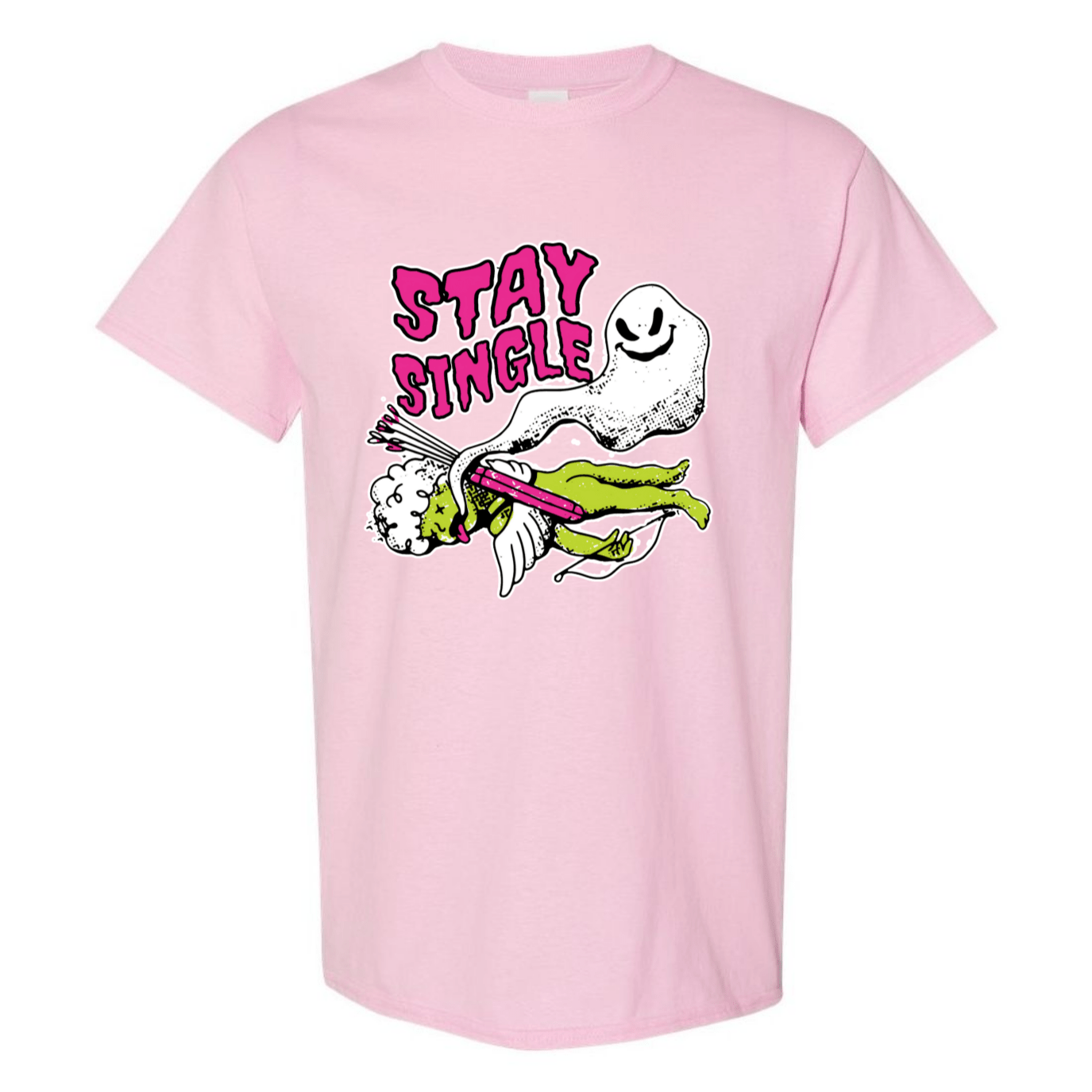 Stay Single T-Shirt - Funny Ghost & Cupid Valentine's Day Tee - StyleSavvy.xyz