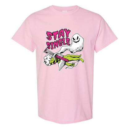 Stay Single T-Shirt - Funny Ghost & Cupid Valentine's Day Tee - StyleSavvy.xyz
