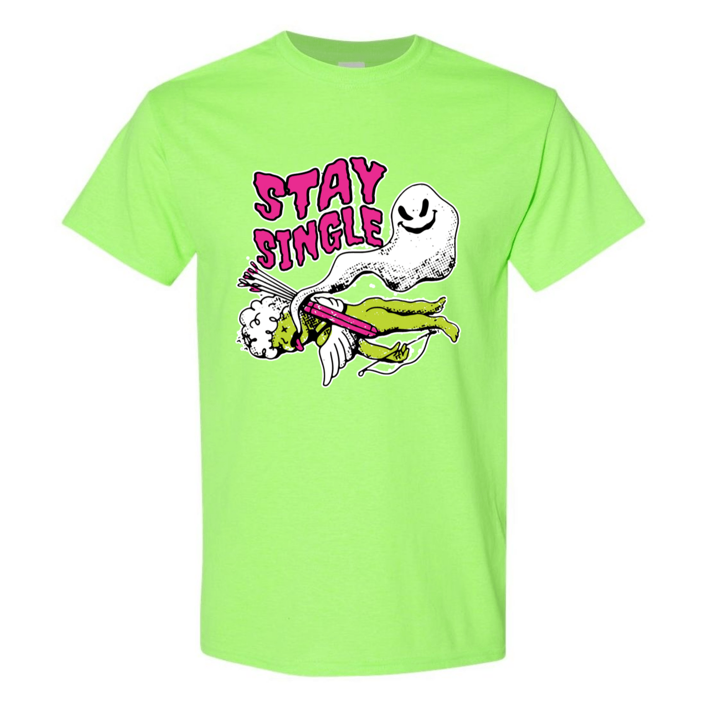 Stay Single T-Shirt - Funny Ghost & Cupid Valentine's Day Tee - StyleSavvy.xyz