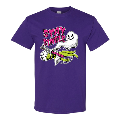 Stay Single T-Shirt - Funny Ghost & Cupid Valentine's Day Tee - StyleSavvy.xyz