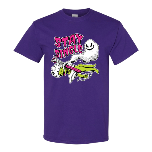 Stay Single T-Shirt - Funny Ghost & Cupid Valentine's Day Tee - StyleSavvy.xyz