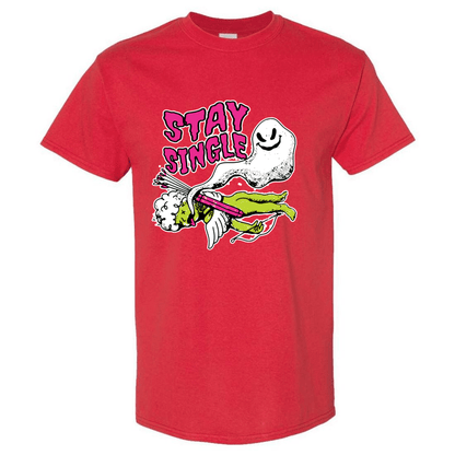 Stay Single T-Shirt - Funny Ghost & Cupid Valentine's Day Tee - StyleSavvy.xyz