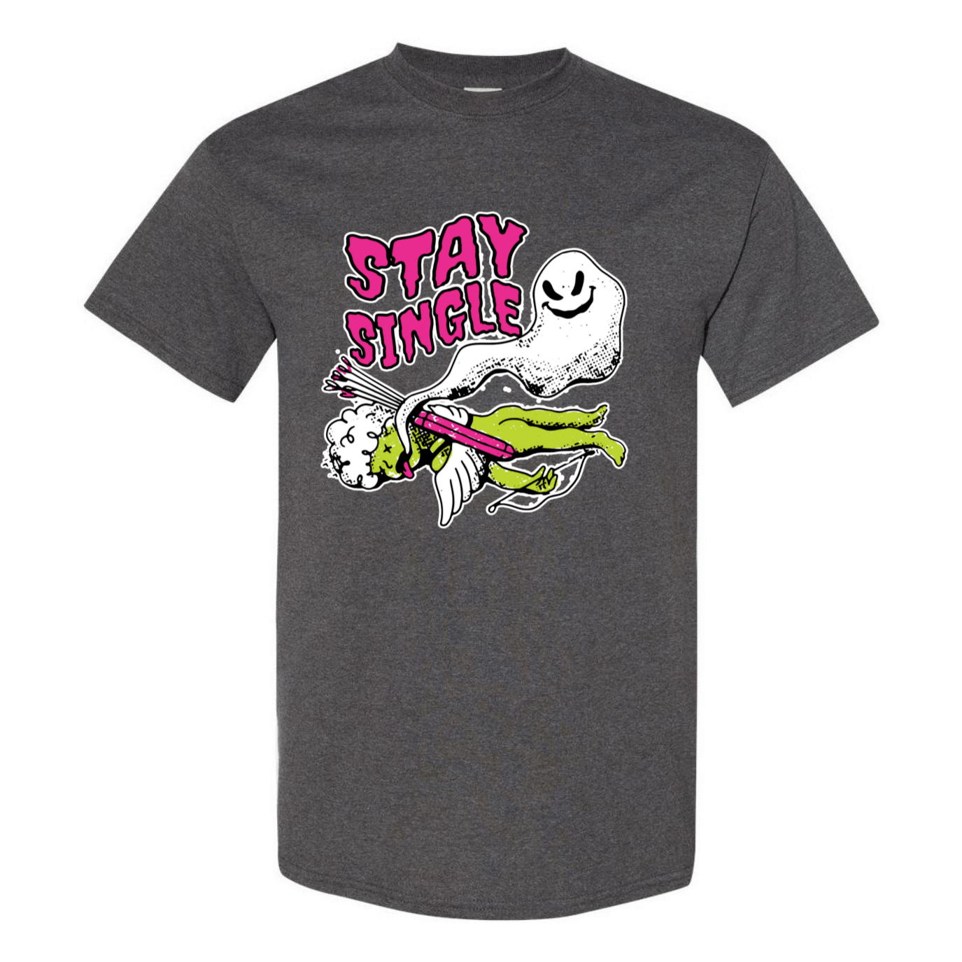 Stay Single T-Shirt - Funny Ghost & Cupid Valentine's Day Tee - StyleSavvy.xyz