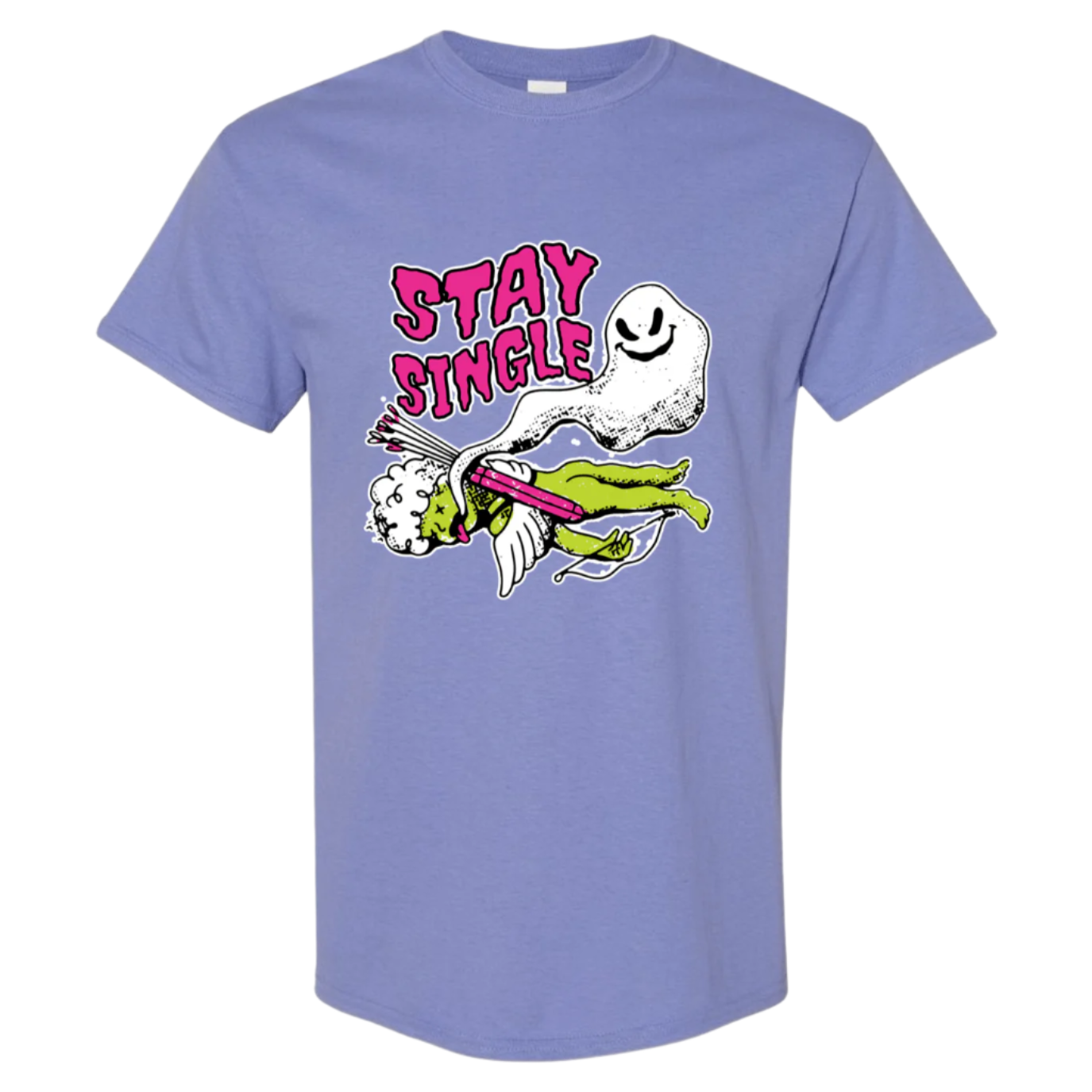 Stay Single T-Shirt - Funny Ghost & Cupid Valentine's Day Tee - StyleSavvy.xyz