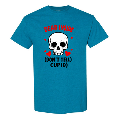 Hauntingly Romantic: Dead Inside Skull with Red Hearts - Don't Tell Cupid - StyleSavvy.xyz